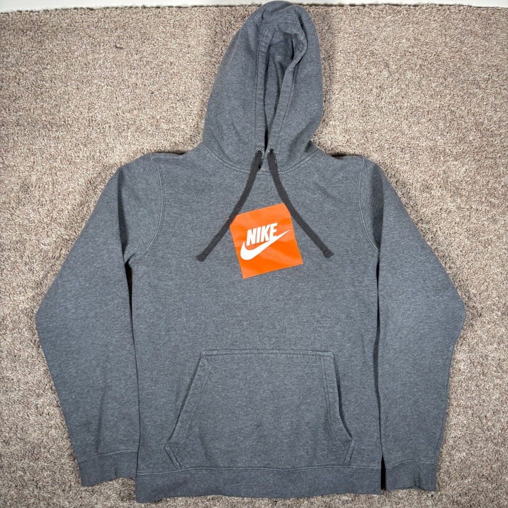 Nike Mens Charcoal Grey Orange Box Logo Pullover Hoodie Small 928719-071